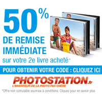 Remise de 50% sur votre 2ème livre photo par PHOTOSTATION