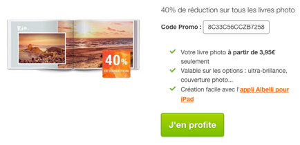 Albelli offre 40% de réduction sur tous les livres photo