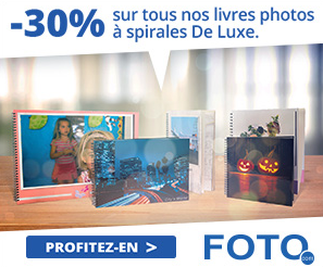 Réduction de  30% sur tous les livres photos à spirales De Luxe